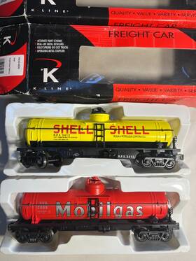 K632-8019 K Line K32-8020 2 0/027 Single Dome Tank Cars - Shell And Mobilgas K-line K632-8020