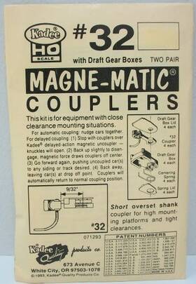 Kadee 765484000327 32 Ho 30-series Coupler Medium 9/32 Overset Shank 10