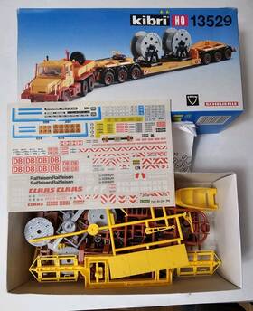 6-axle Kibri 13529 Ho 1 87 Faun Lowbed Tractor And Scheuerle Trailer With Reel Load