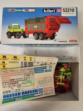 52210 Kibri Ho 1 87 Mercedes Unimog Euro Ii Lowbed With Kemper Silage Trailer
