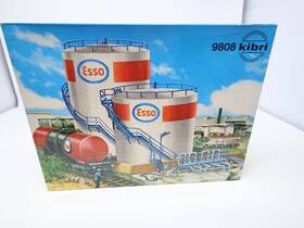 B-9808 Kibri Used Ho Scale Esso Double Fuel Silo Tanks Kit Read Description