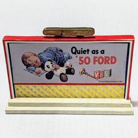 01610 Leftons Vintage 1994 Inch Quiet As A Ft50 Ford Motor Company Advertising Sign. Lefton