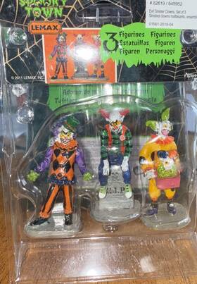 82619 Lemax Spooky Town 2011 Evil Sinister Clowns Hallowen Carnival Set Of 3 New