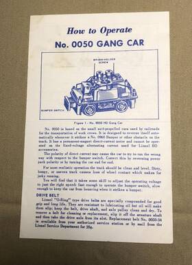 0050-45 Lionel 10/59 #0050-45 Ho Gang Car Instruction Sheet - 1959-63