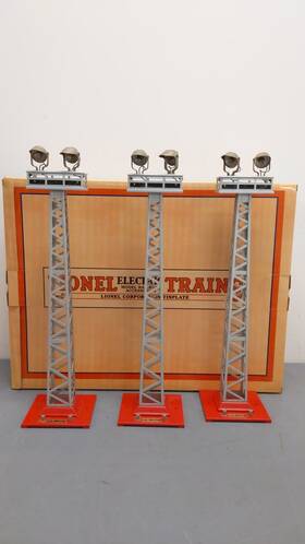 11-90107 Lionel Std. No.92 Silver And Red Floodlight Tower Set Ex/box