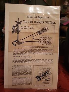 140-59 Lionel 140 Banjo Signal Original Instruction Sheet 8-54