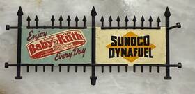 156-5x Lionel Fence Panel With Sunoco And Baby Ruth Signs Original Replacement