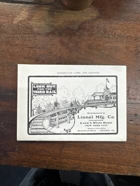 1906-a Lionel Vintage Reprinted 1906 Early Catalog - Mint B1