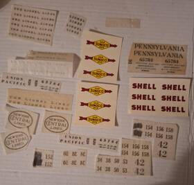 2654-1 Lionel Rub On Lot Including Sunoco Arrow Oil Tank Sticker Decals