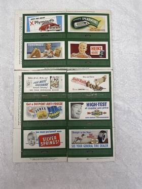 310-1952 Lionel 310 1952 Uncut Billboard Sheet Set Of 10 - Separated At Perf Crease