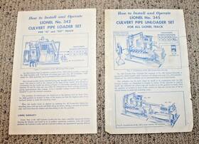 342-345 Lionel Postwar #342 345 Culvert Loader Accessory Instruction Sheet 342-345 Lionel Postwar #342 345 Culvert Loader Accessory Instruction Sheet