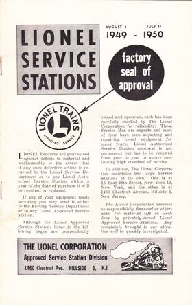 364-110-3-1950 Lionel Service Stations Booklet Postwar 1949-1950 Model Trains Railroad Rare