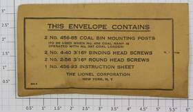 456-85 Lionel Coal Ramp Parts Envelope