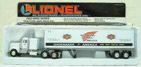 6-12923 Lionel O Gauge Red Wing Shoes Tractor And Trailer Ln/box