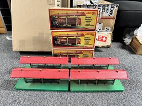 6-2356 Lionel Station Platform Lot Of 4 O Gauge Green And Red