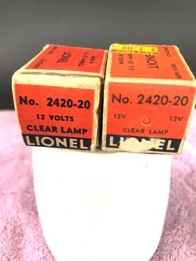 6104092300 Lionel Two Replacement Parts - Clear Lamp Bulbs 12v 2420-20 Vintage 6104092300 Lionel Two Replacement Parts - Clear Lamp Bulbs 12v 2420-20 Vintage