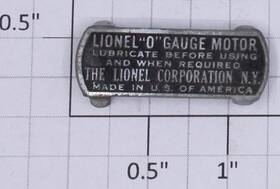 616m-13 Lionel O Gauge Collector Nameplate 10