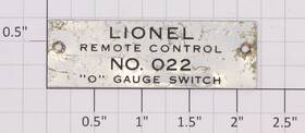 O22-34 Lionel O22 Track Switch Nameplate 10
