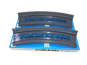 7269-5200 M Rklin Lot Of 2 Marklin #7269 Ho Scale Big Curve Ramp Section Gray Bridge Track Piece