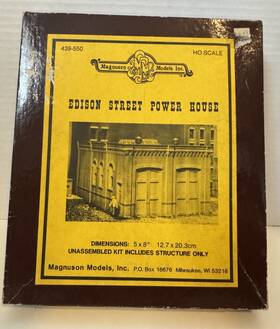 439-550 Magnuson Models Inc Ho Scale # Edison Street Power House Kit Wood Plastic