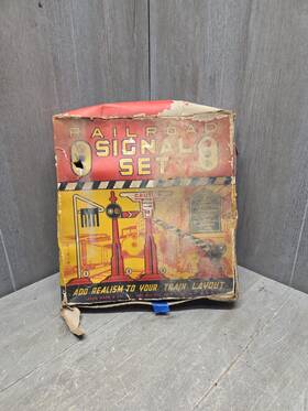 Fb-111 Marx Vintage O Gauge Railroad Signal Set 4pc Complete Tin Litho With Original Box