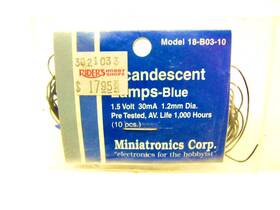 18-b03-10 Mediatronics Miniatronics Corp. 1.5v Incandescent Lamps-blue 10 Pcs