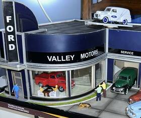 279-6396 Menards Ford Valley Motors Auto Dealership O-scale Lighted Interior Led