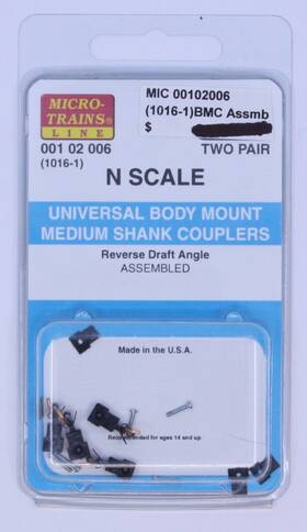 00102006 Micro-trains Microtrains 1016-1 N Universal Body Mount Medium Shank Couplers