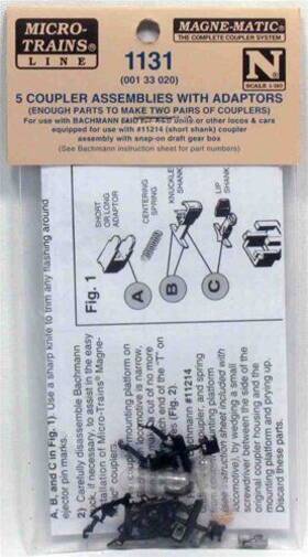 00133020 Micro-trains N Bachmann Short Shank Couplers Assemblies With Adaptors