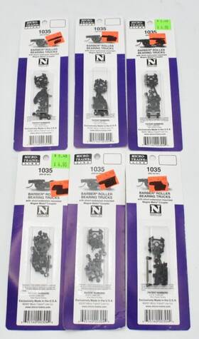00302041 Micro-trains 302041 Barber Roller Bearing Trucks With Short Ext. 1035 - 6 Pairs