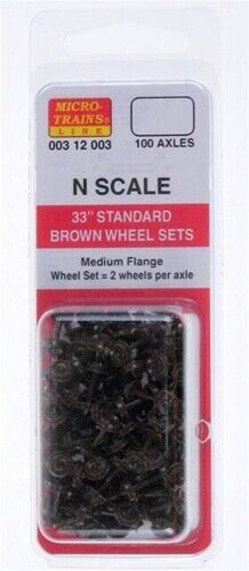 00312003 Micro-trains N 33 Inch Standard Brown Wheelsets Pack Of 100 00312003 Micro-trains N 33 Inch Standard Brown Wheelsets Pack Of 100