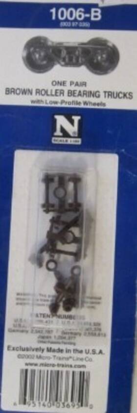 1006-b Micro-trains N Scale Brown Roller Bearing Trucks With Low Profile Wheels