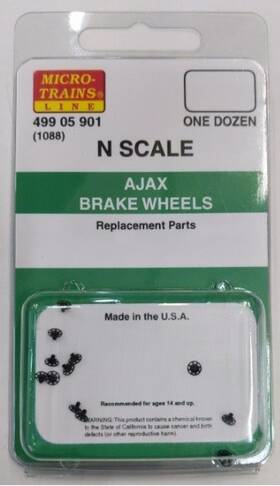 49905901 Micro-trains Microtrains N Horizontal Ajax Brake Wheels Pack Of 12