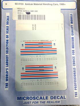 60-4155 Microscale N 1986-96 Amtk Materiel Handling Cars Phase Iii Decal Sheet