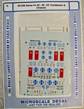 60-638 Microscale N Atsf 45 48 53ft Container And Chassis Waterslide Decal Sheet 60-638 Microscale N Atsf 45 48 53ft Container And Chassis Waterslide Decal Sheet