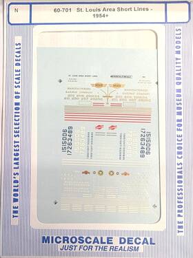 60-701 Microscale N St. Louis Area Short Lines 1954 Decal Set