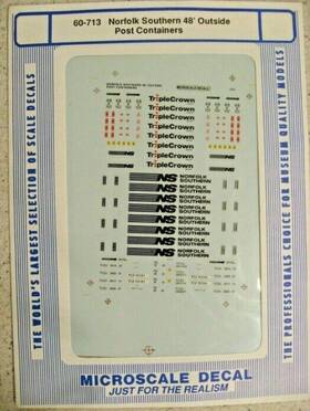 60-713 Microscale N Norfolk Southern 48ft Outside Post Containers Decal Sheet 60-713 Microscale N Norfolk Southern 48ft Outside Post Containers Decal Sheet