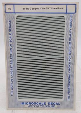 87-110-2 Microscale Ho Stripes 3 Inch And 4 3/4 Wide Black Decals