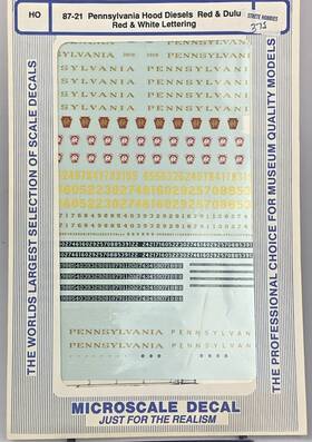 87-649 Microscale Ho Scale Decals 87-21 Pennsylvania Hood Diesels Cut 87-649 Microscale Ho Scale Decals 87-21 Pennsylvania Hood Diesels Cut