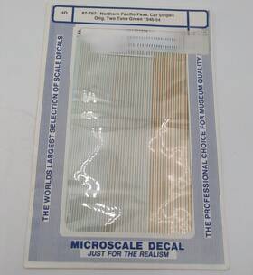 87-787 Microscale Northern Pacific Pass.car Stripes Orig. Two Tone Green 1946-54