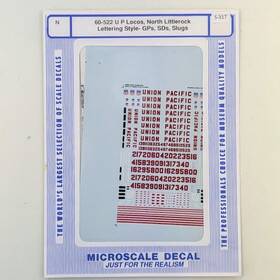 60-522 Microscale Decals N Scale Up Locos North Littlerock Lettering Style