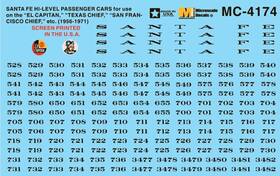 Microscale Mc-4174 Ho Santa Fe Hi-level Passenger Car El Capitan 1956-1970 Decal
