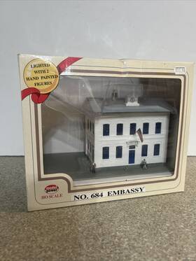 No684 Model Power Hao Scale Embassy Diorama Lighted Rare In Box Built Up