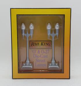 30-1082-a Mth O #580-2 Silver Die Cast Teardrop Lamp Set Pack Of 2 Ln/box