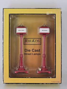 30-11080 Mth Die-cast Street Corner Lamp Post Set - Red #57 Tested No 57