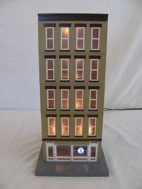 30-90125 Mth Railking Lighted Normandy Hotel 5-story City Building With Blinking Sign Read