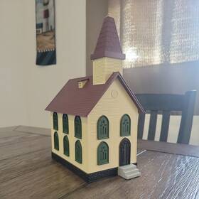 30-90187 Mth O Scale Rail King Country Churh Illuminated