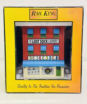 30-90196 Mth Lost Sock Laundromat 3 Story City Building Factory With Blinking Sign