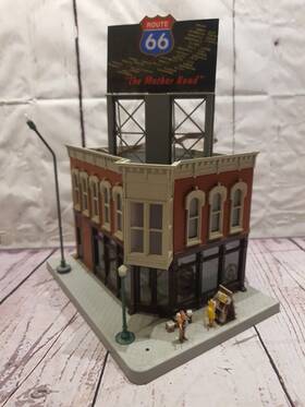 30-90341 Mth Coffee Shop Corner Building With Lighted Route 66 Sign - O Gauge