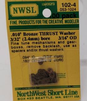 102-4 Nwsl .010 Inch Broze Thurst Washer 3/32 2.4 Mm Bore 3/16 Od Pack Of 100